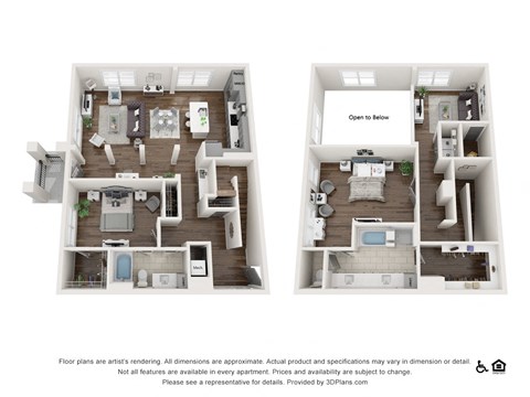Floor plan for 2 beds, 2 baths, 2323 sqft